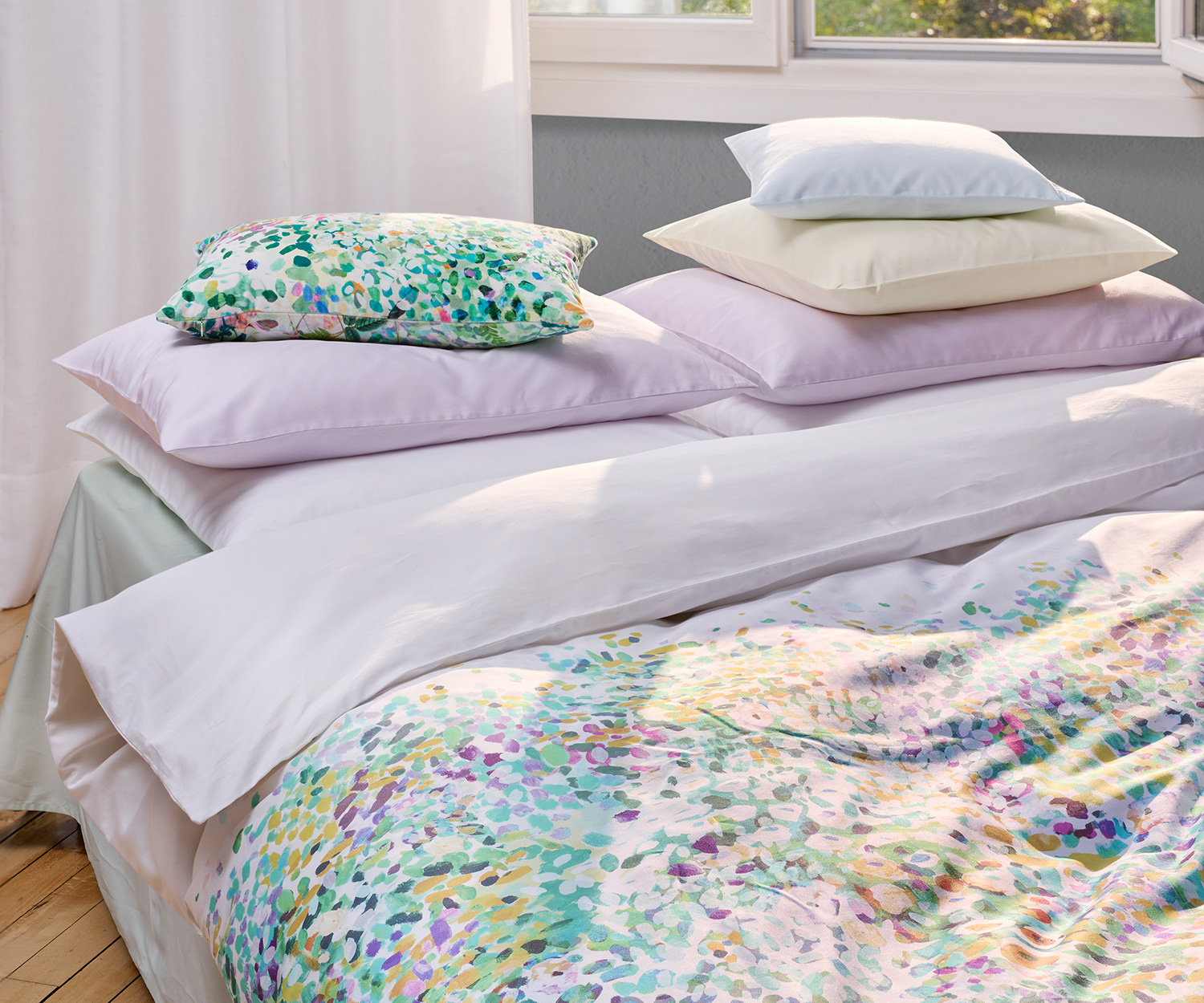 Fischbacher Ropa de cama GREENERY de satén 