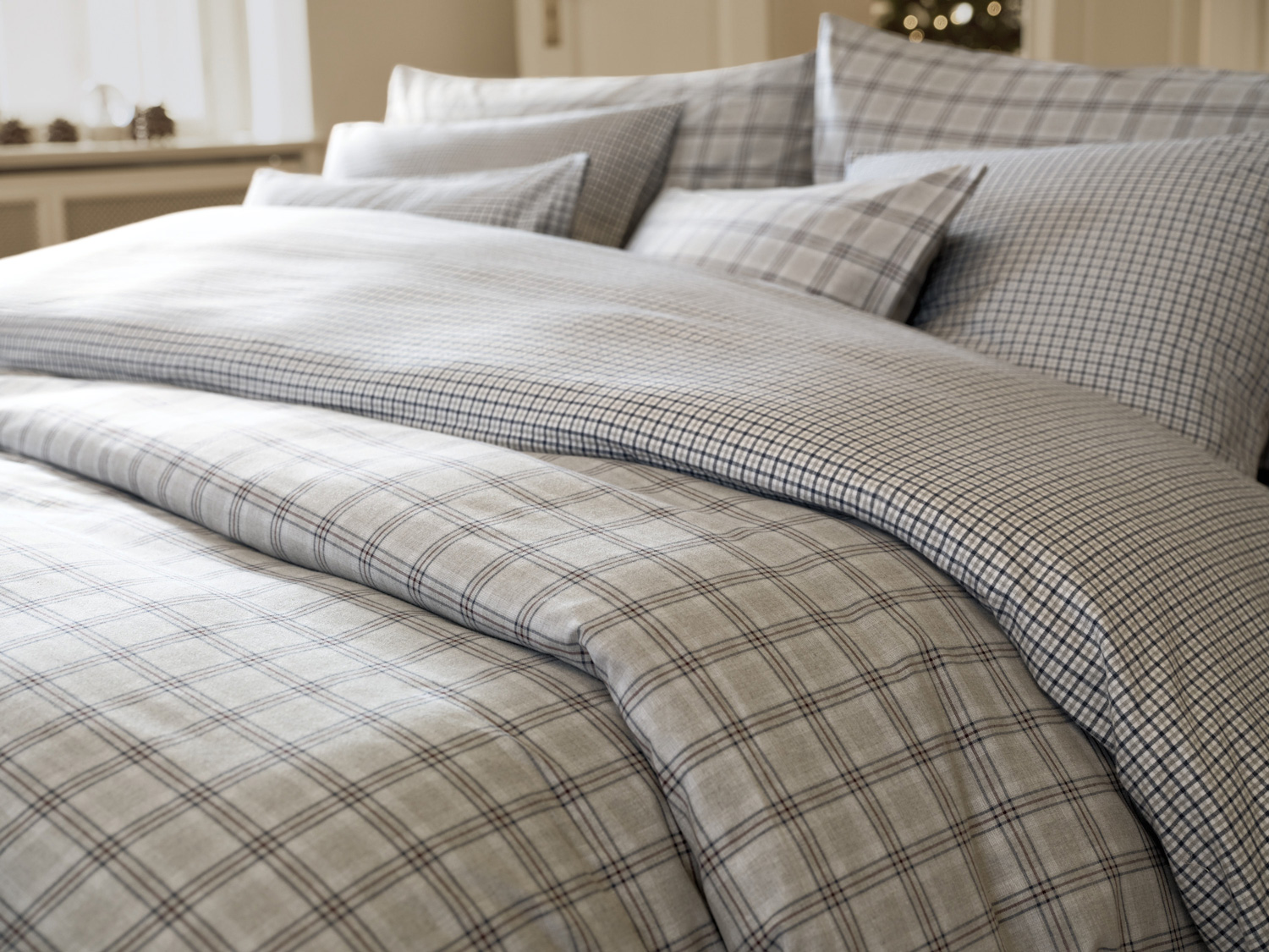 Schlossberg SERINA col. bleu – exclusiva ropa de cama de franela para el invierno