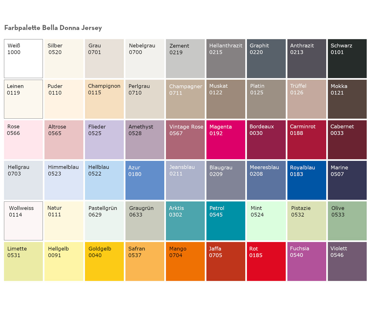 Colores de BELLA DONNA
