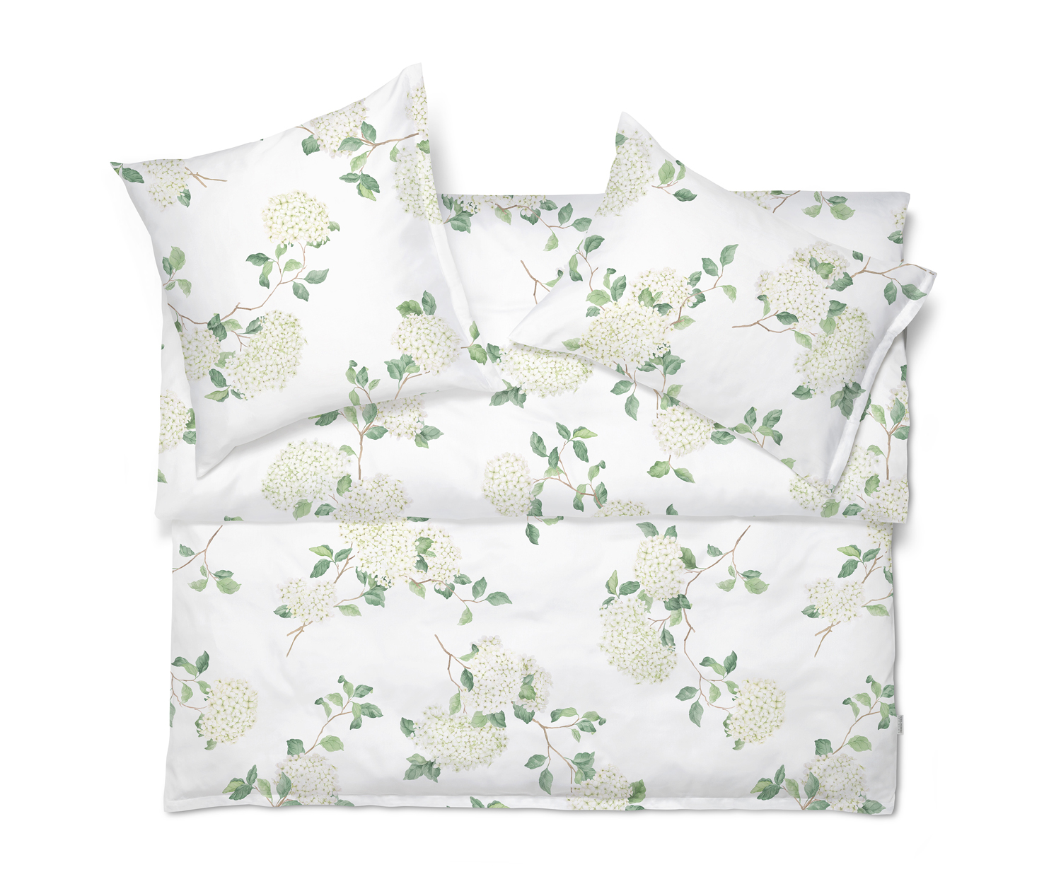 Schlossberg HORTENSIA blanc Satin Bed Linen – The Timeless Beauty of Hydrangeas