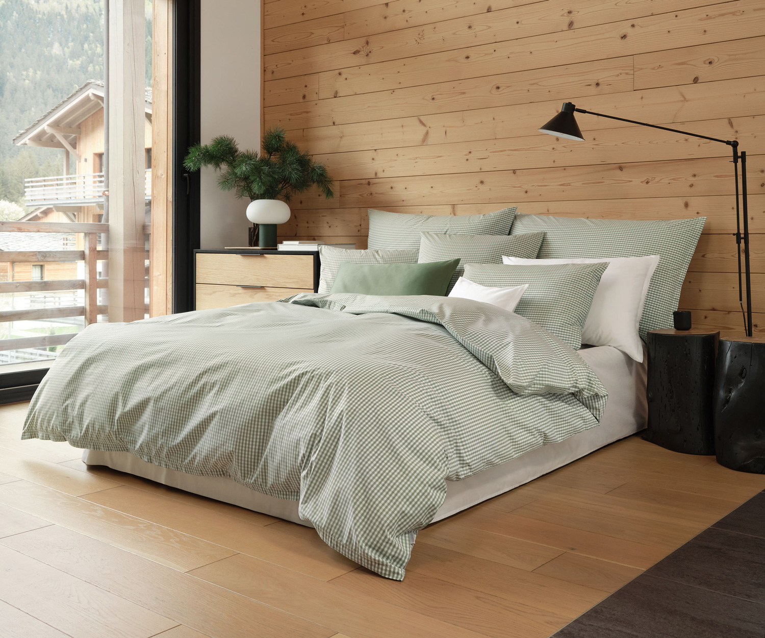 Schlossberg-Bettwaesche_ANDRIN_vert_Marc-Leopold Schlossberg bed linen ANDRIN vert - Vichy percale