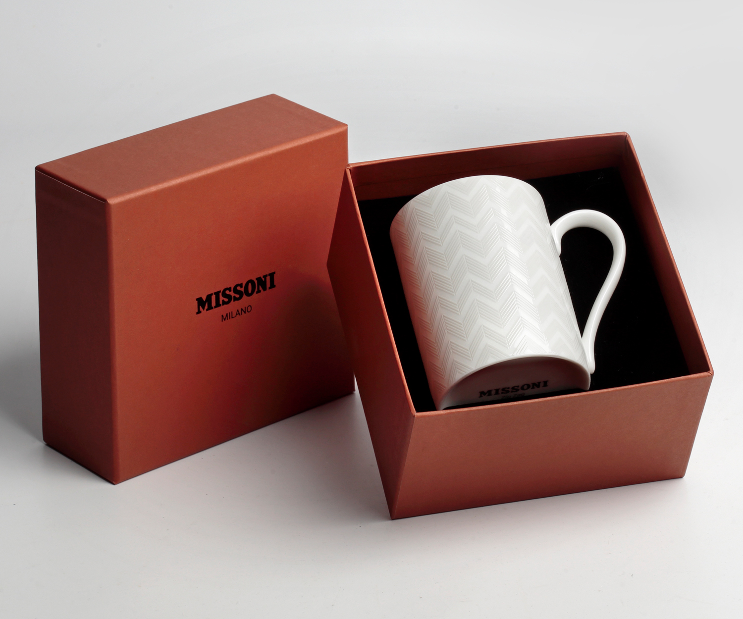 Missoni Zig Zag white taza con asa de porcelana