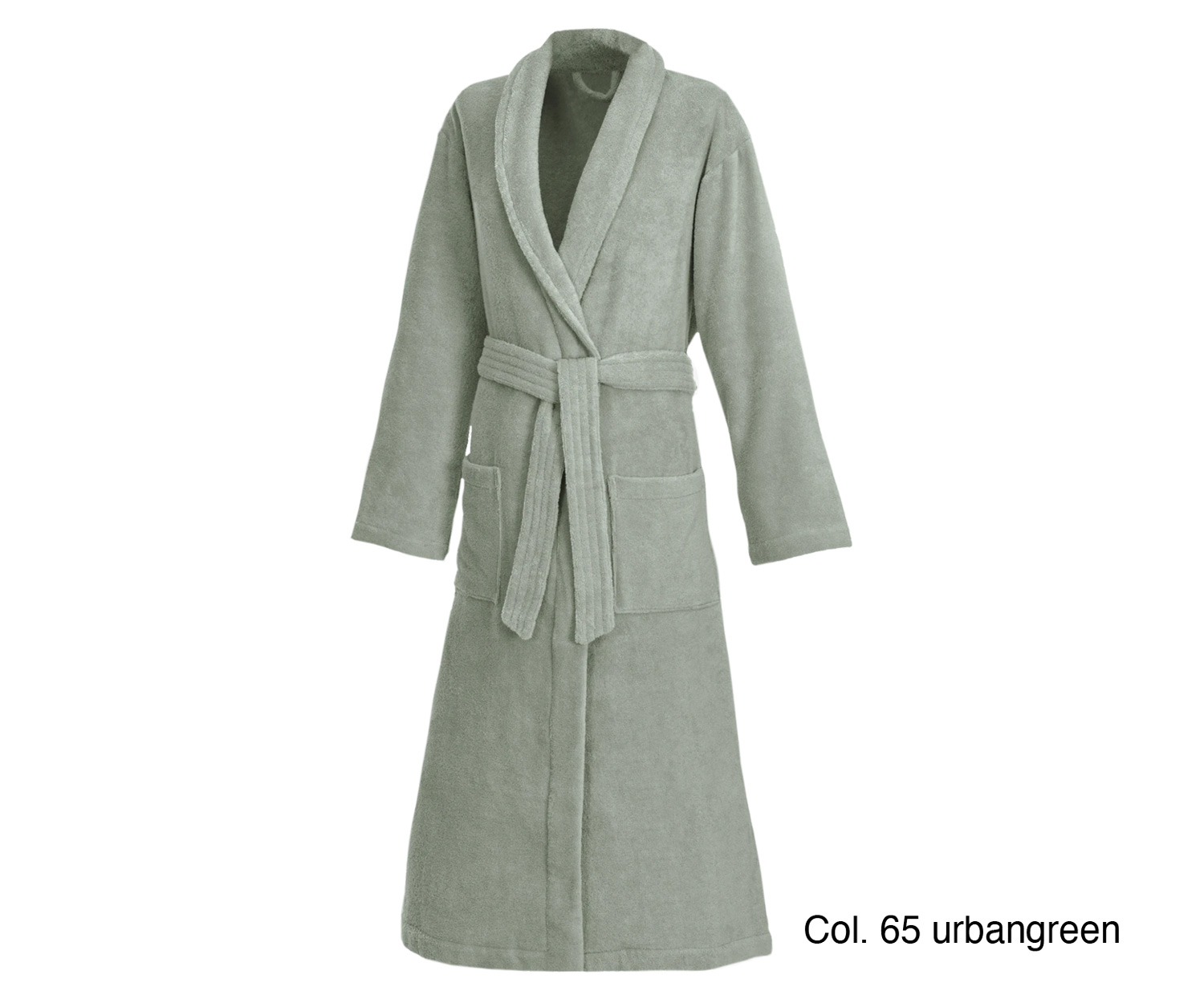 Weseta bathrobe Classic with shawl collar col. 65 urbangreen