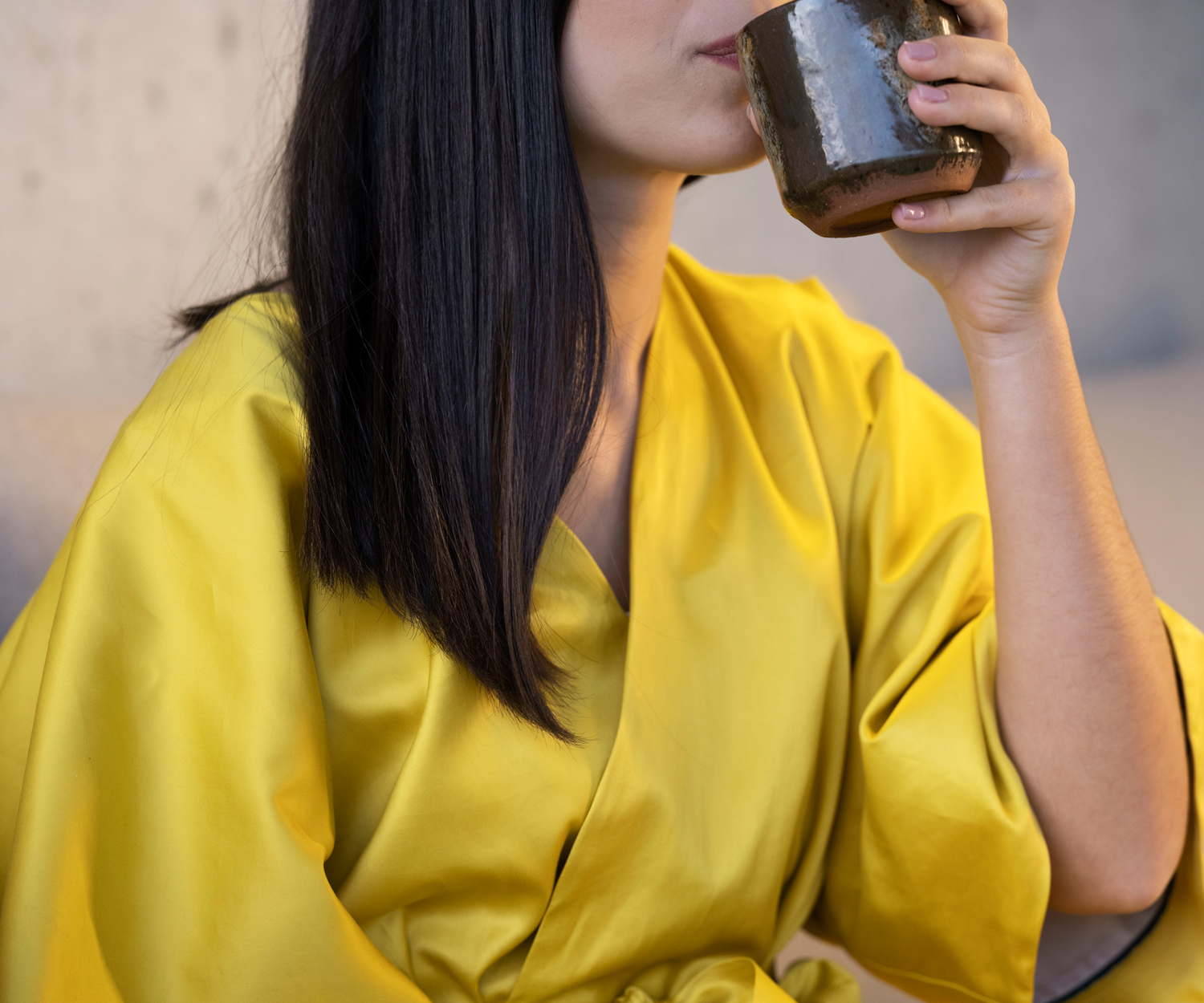 Celso-NARA-robe Bata NARA en satén Secret 700 TC de Celso de Lemos