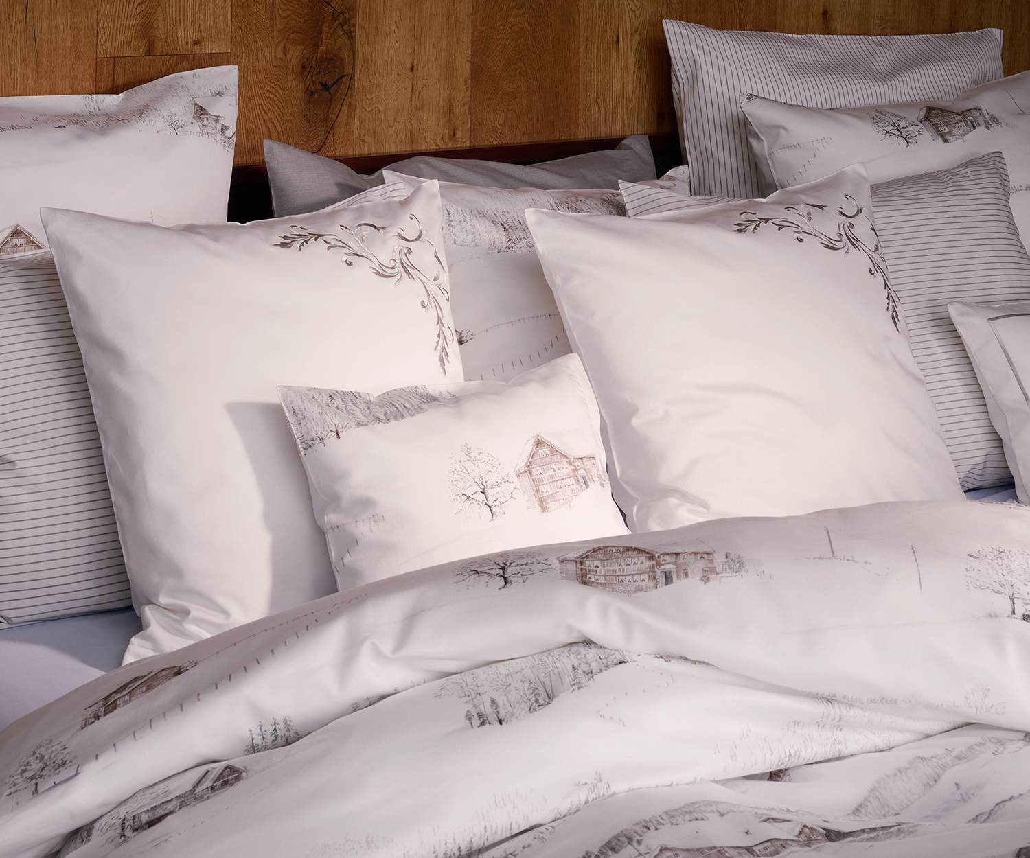 Fischbacher-Bettwaesche_White-Season_Wintermotiv Fischbacher Ropa de cama WHITE SEASON de satén