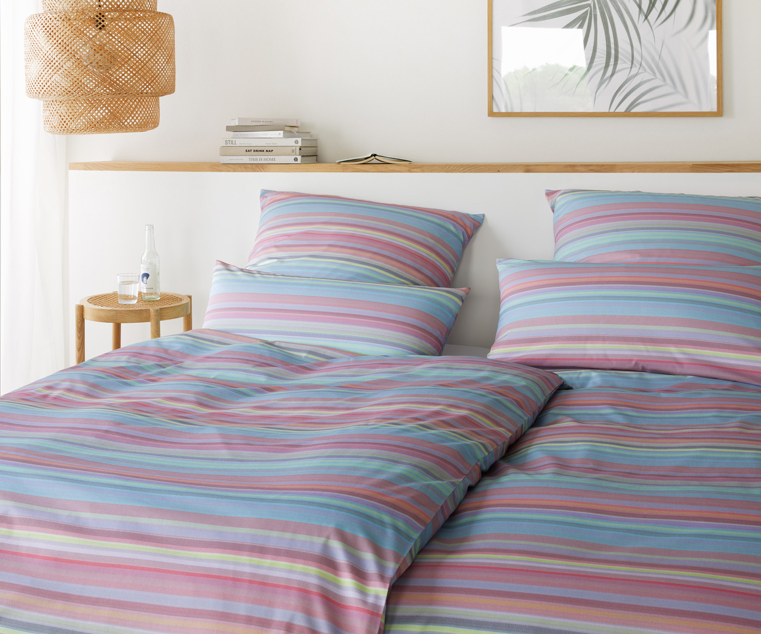 Elegante FACET ropa de cama lila rosa a rayas