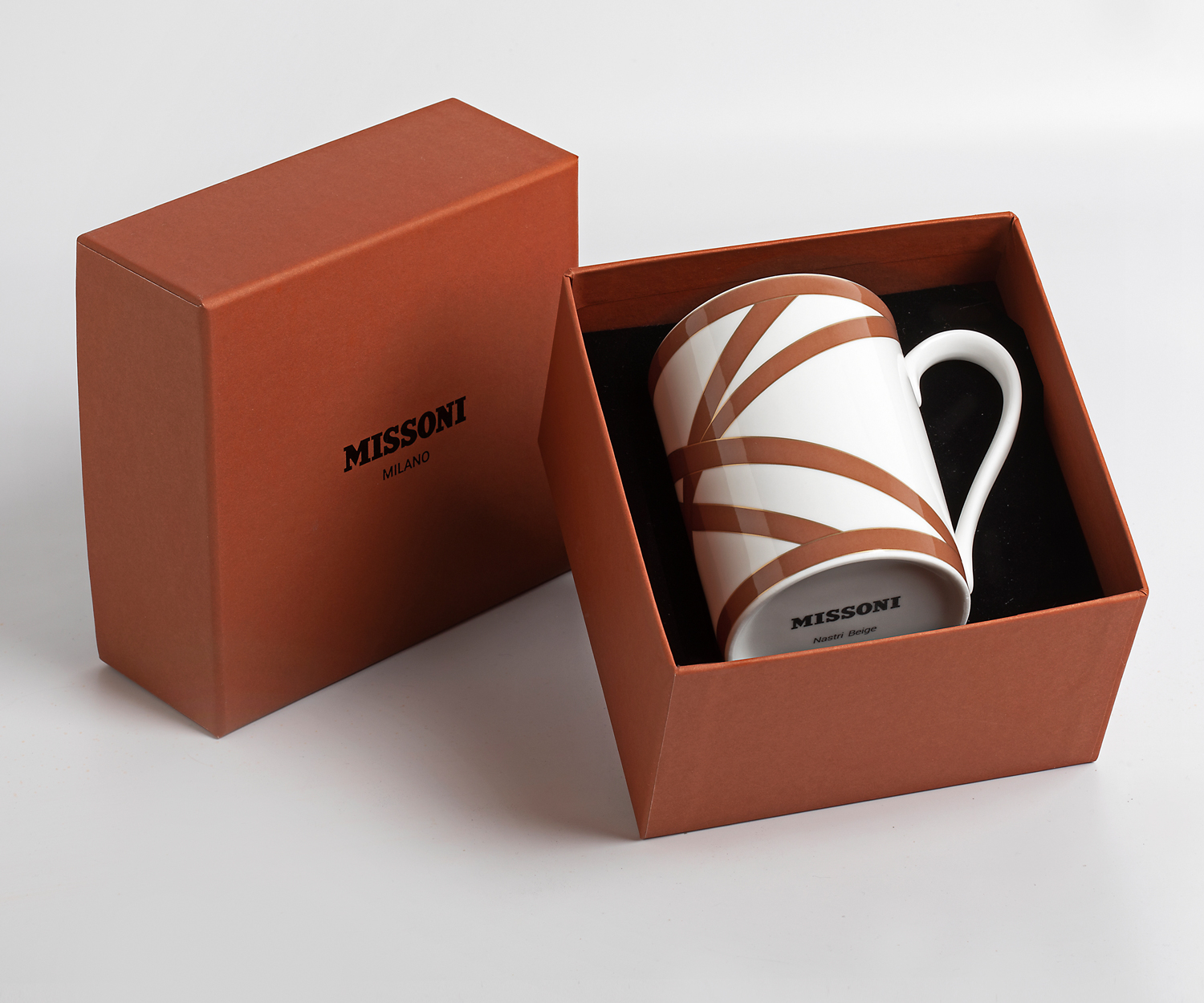 Missoni-Nastri-10 Missoni NASTRI beige taza con asa de porcelana
