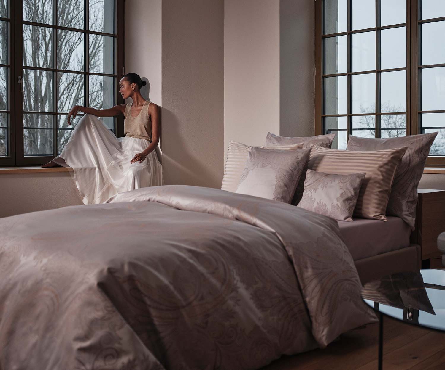 Fischbacher Ropa de cama Grace pink 828 Jacquard