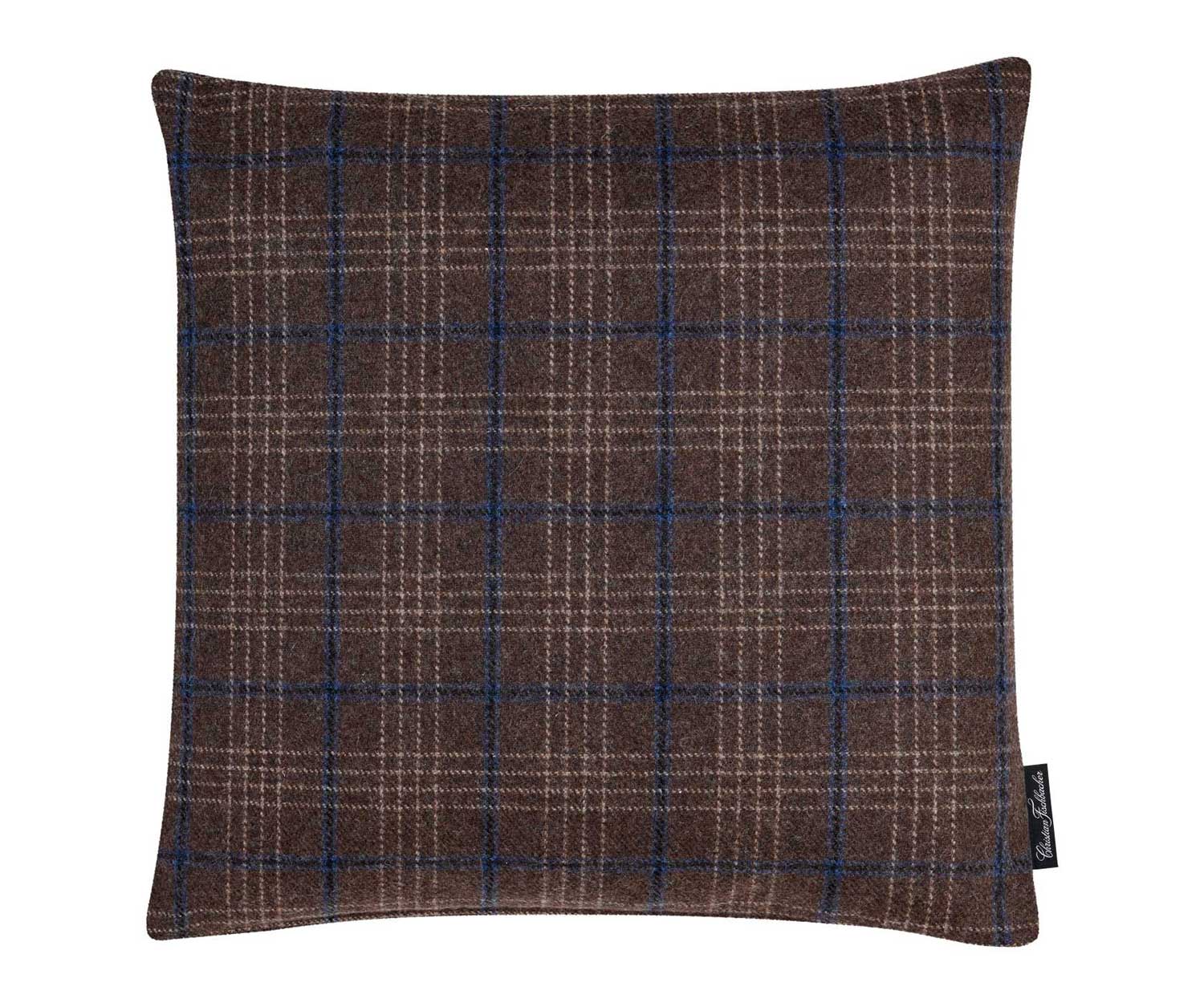 Cojín decorativo BENU CHECK de Fischbacher col. dark brown