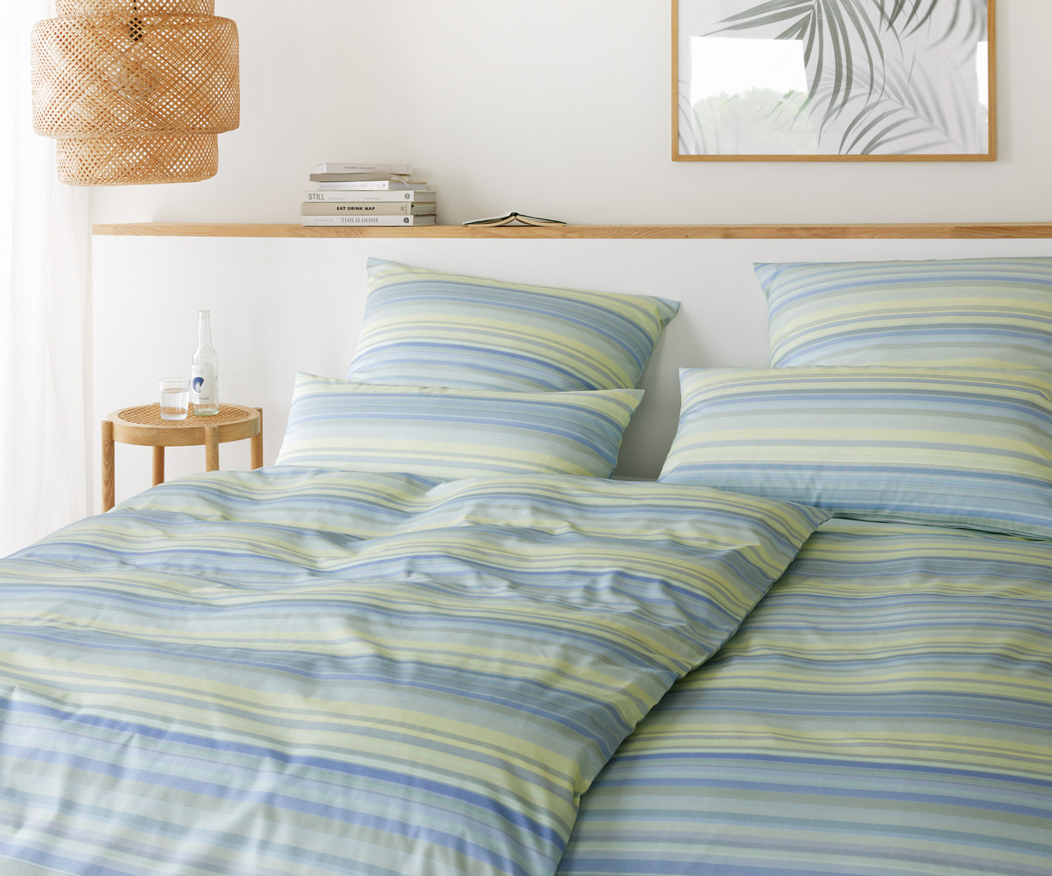 2435-4-Lifestyle Elegante FACET Bettwäsche Limetten Grün gestreift