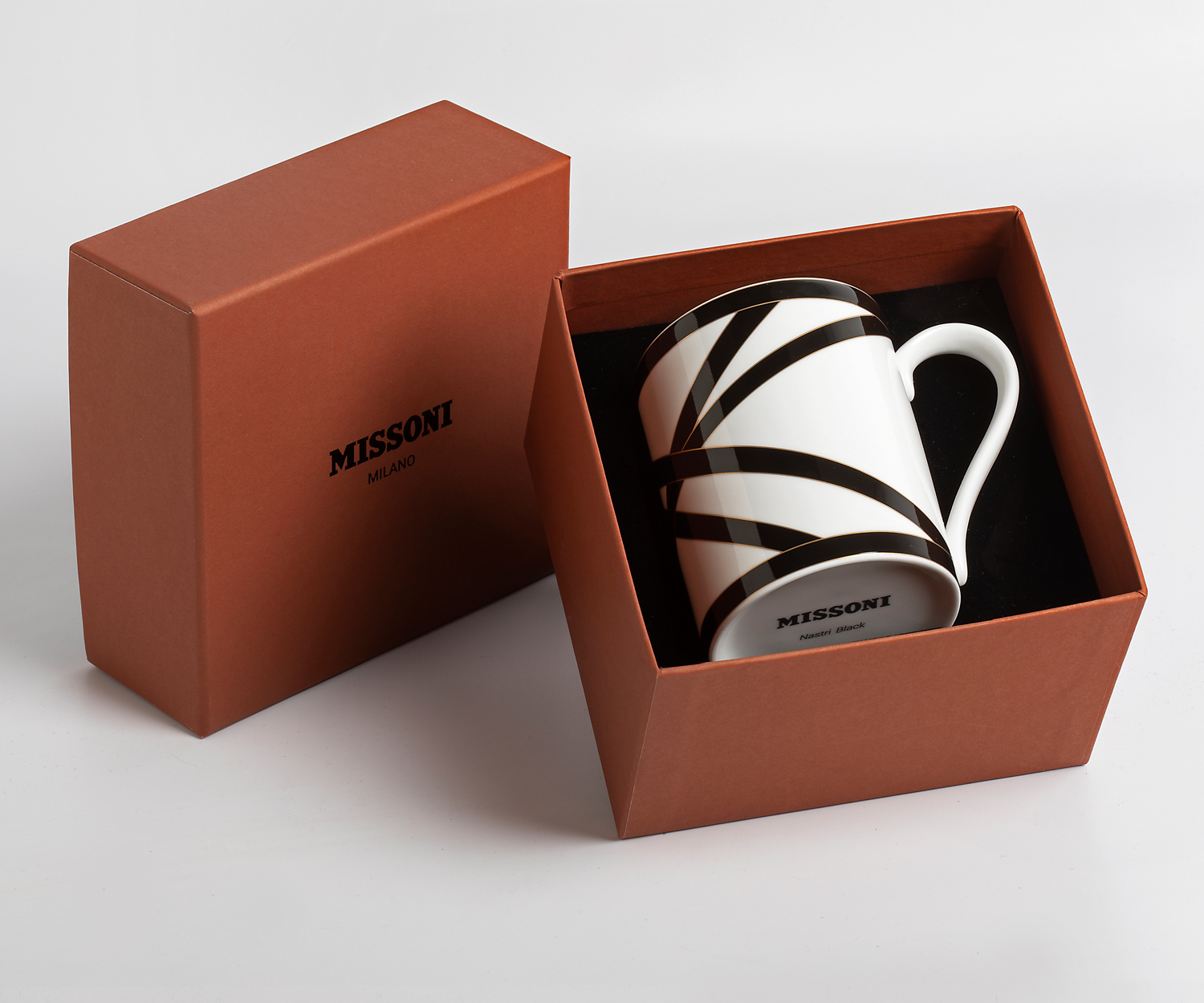 Missoni-Nastri-7 Missoni NASTRI Taza con asa de porcelana negra