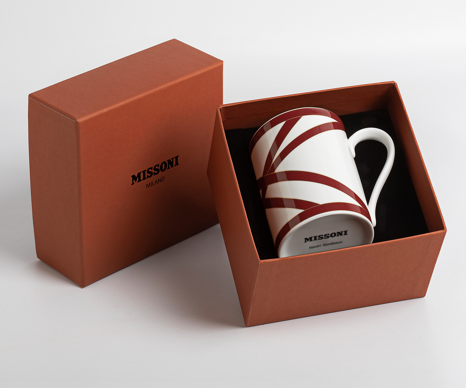 Missoni-Nastri-9 Missoni NASTRI Bordeaux taza con asa de porcelana