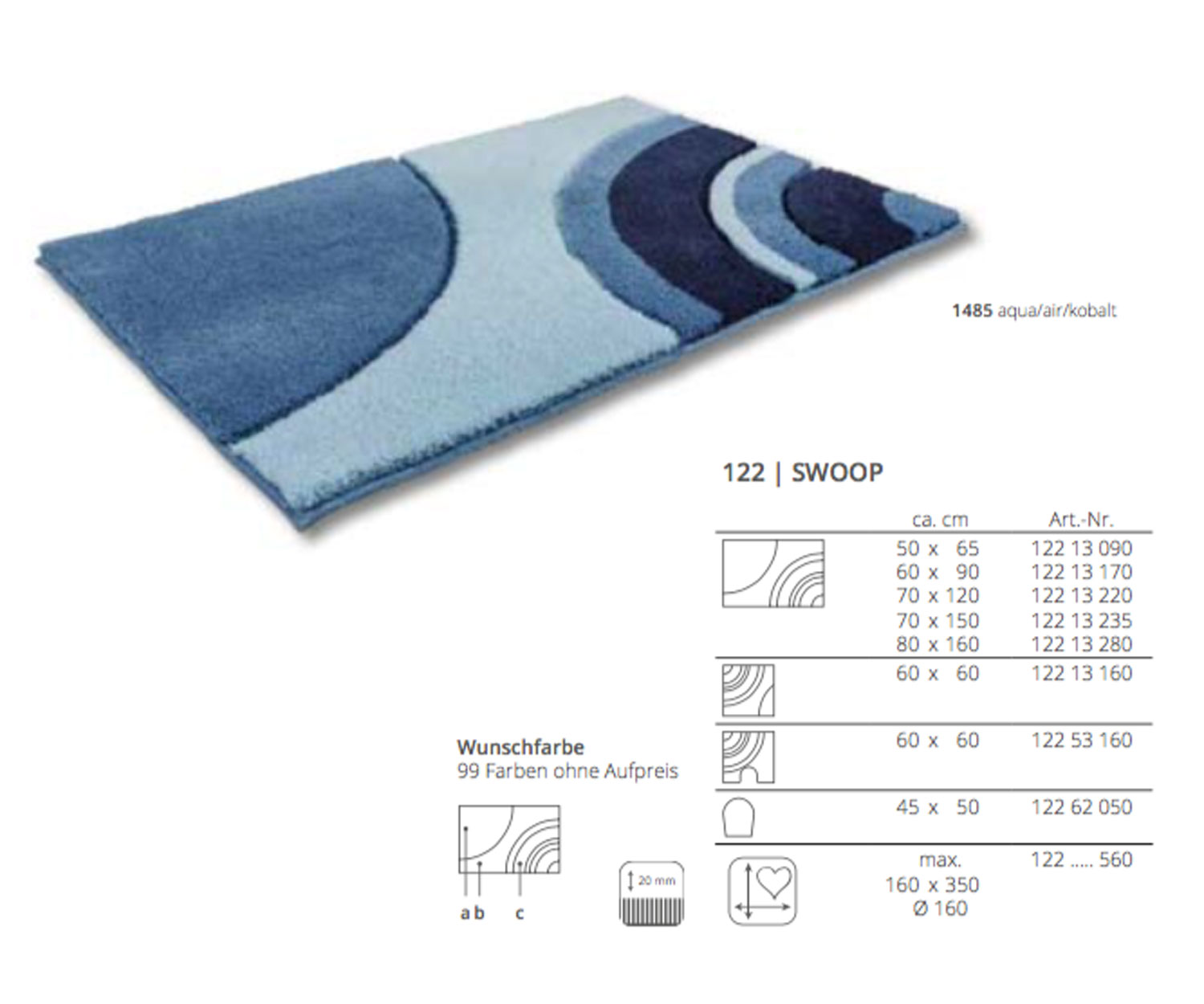 Alfombra de baño SWOOP de Rhomtuft - detalles