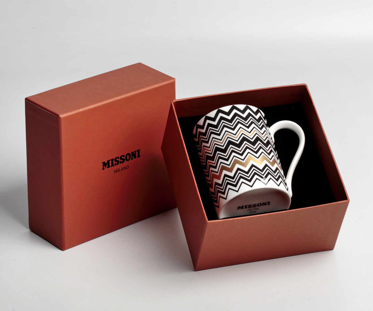 Missoni Zig Zag gold taza con asa de porcelana