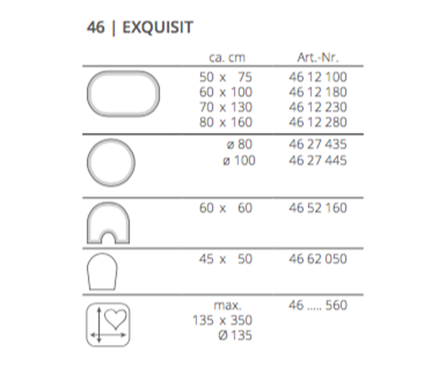 Rhomtuft-Badteppich-Exquisit-Details EXQUISIT de Rhomtuft - medidas