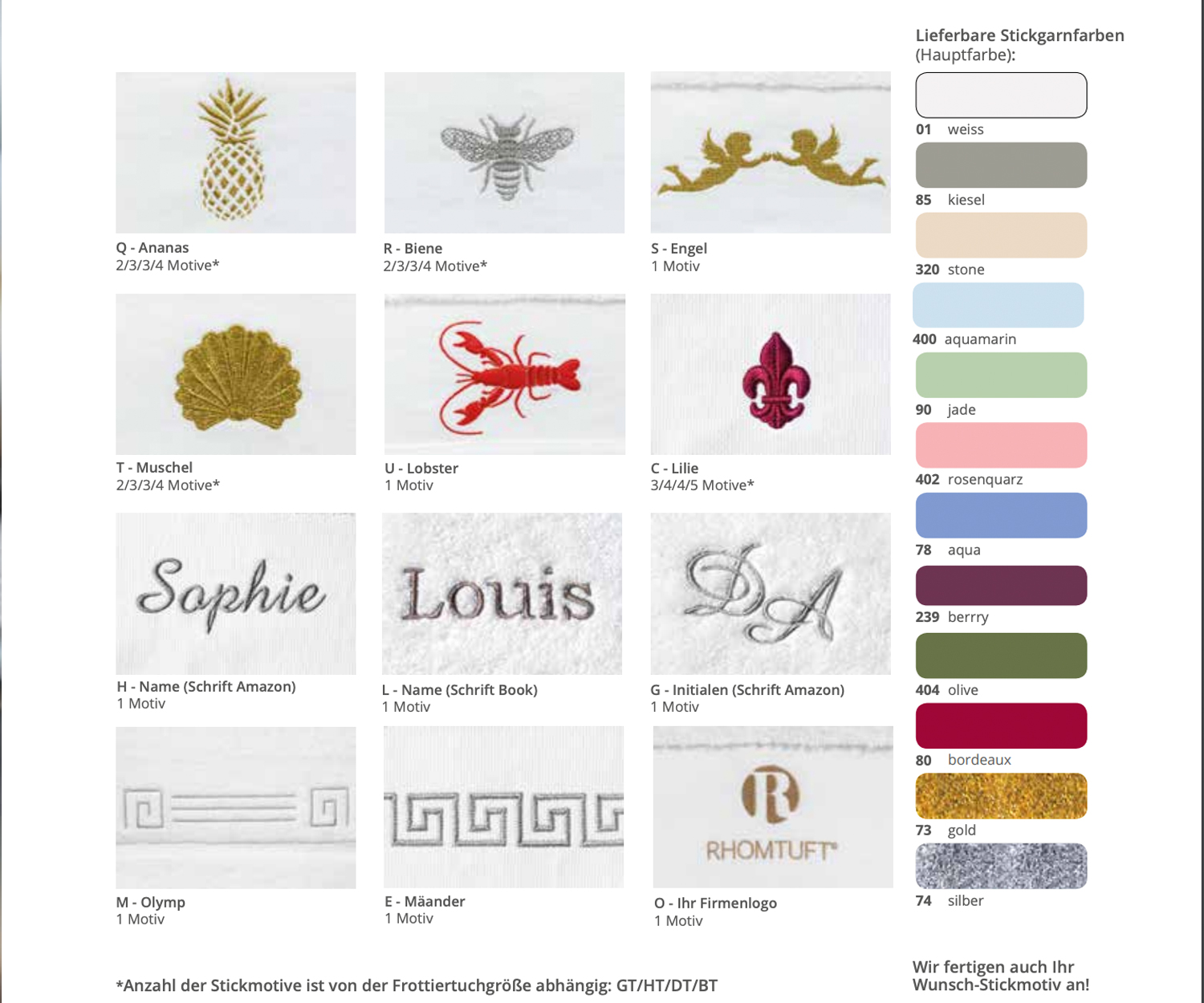 Rhomtuft_Stickmotive Rhomtuft embroidery colors