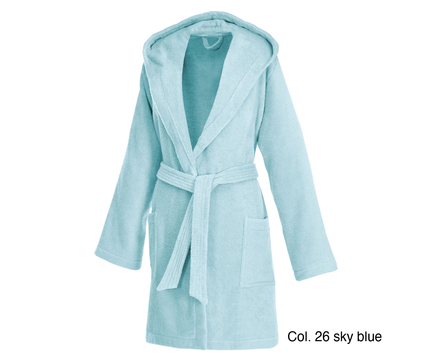 Weseta short bathrobe with hood col. 26 sky blue