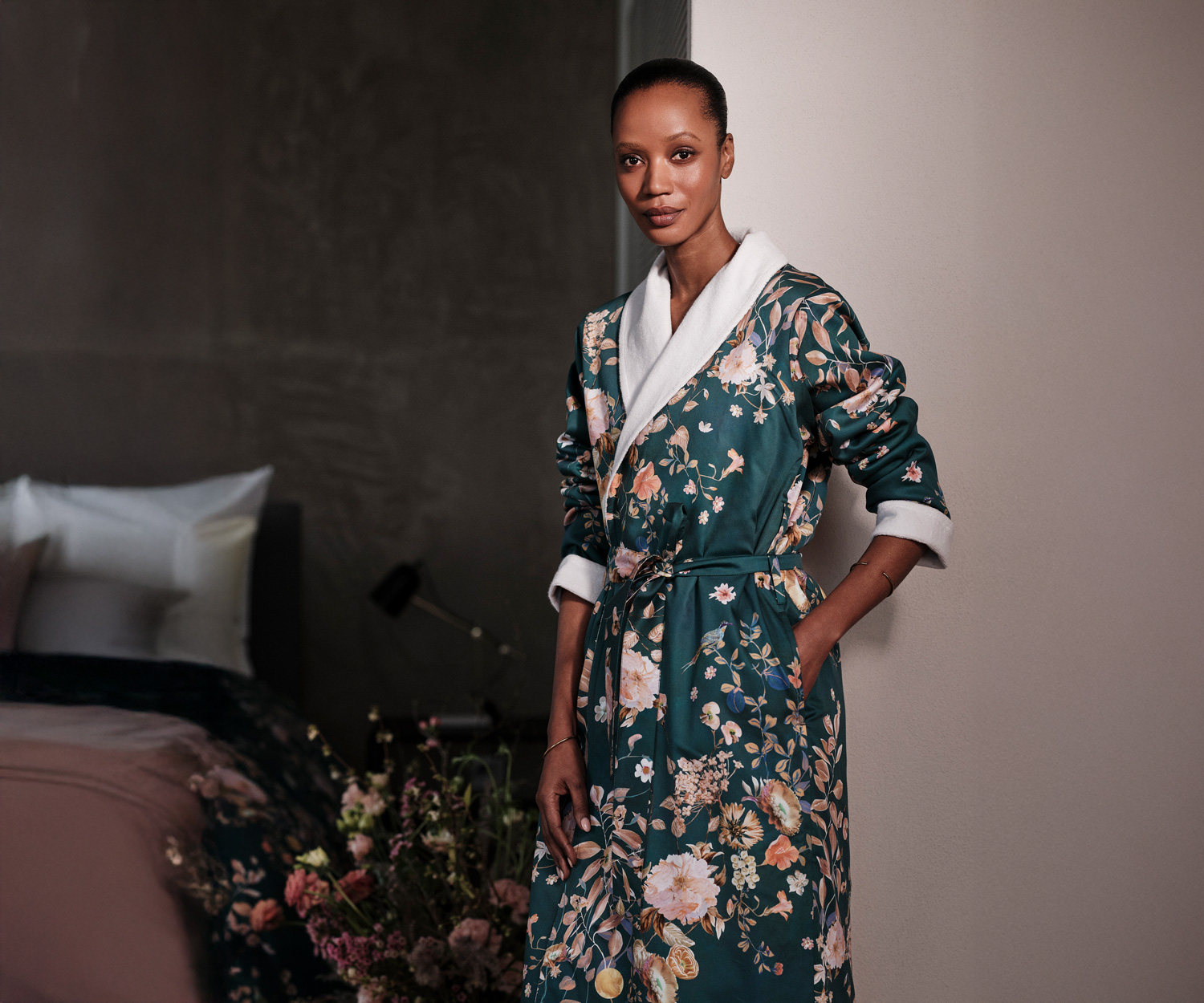 Fischbacher dressing gown FLEURS VOLANTE