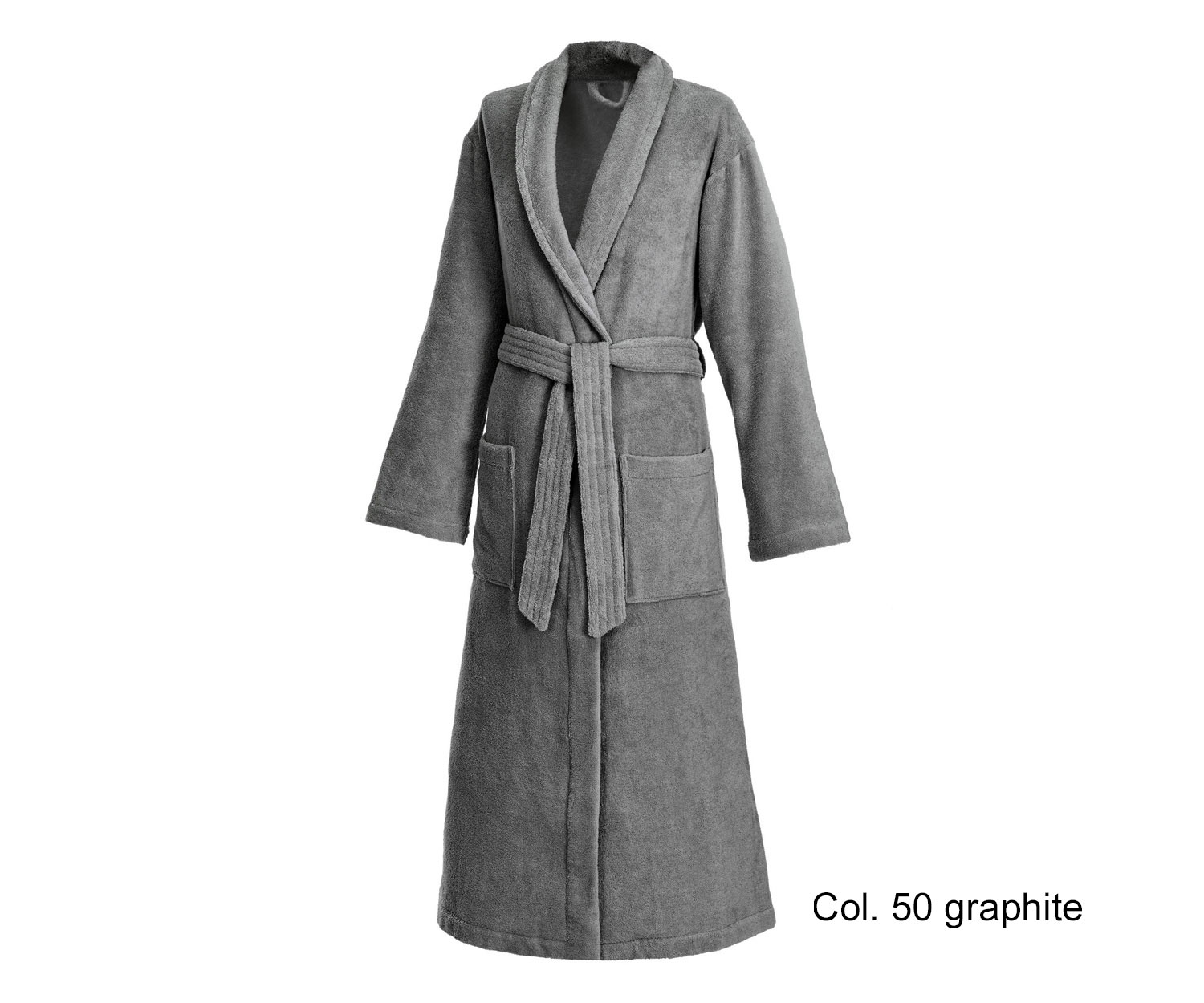 Weseta bathrobe Classic with shawl collar col. 50 graphite