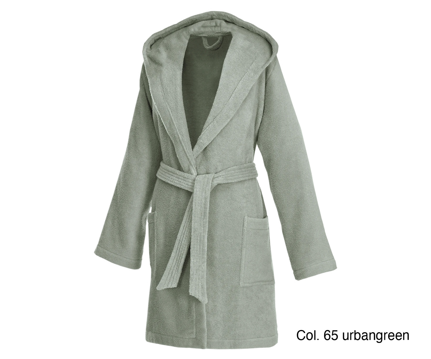Weseta short bathrobe with hood col. 65 urbangreen