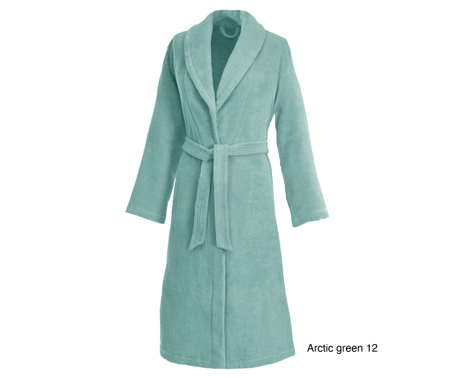Weseta ladies bathrobe with shawl collar col. 12 arctic green