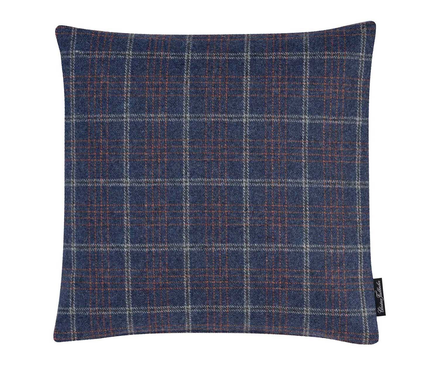 Fischbacher_Kissen_Benu_Check_blau_801_Vorderseite Cojín decorativo BENU CHECK de Fischbacher col. 801 dark blue