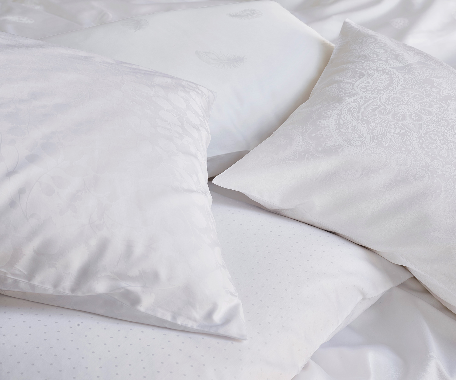 Schlossberg_Marcleopold_PLUME_blanc_JARDIN_blanc_PAISLEY_blanc_PUNTINO_blanc Ropa de cama PLUME de Schlossberg │Satén Exquisit