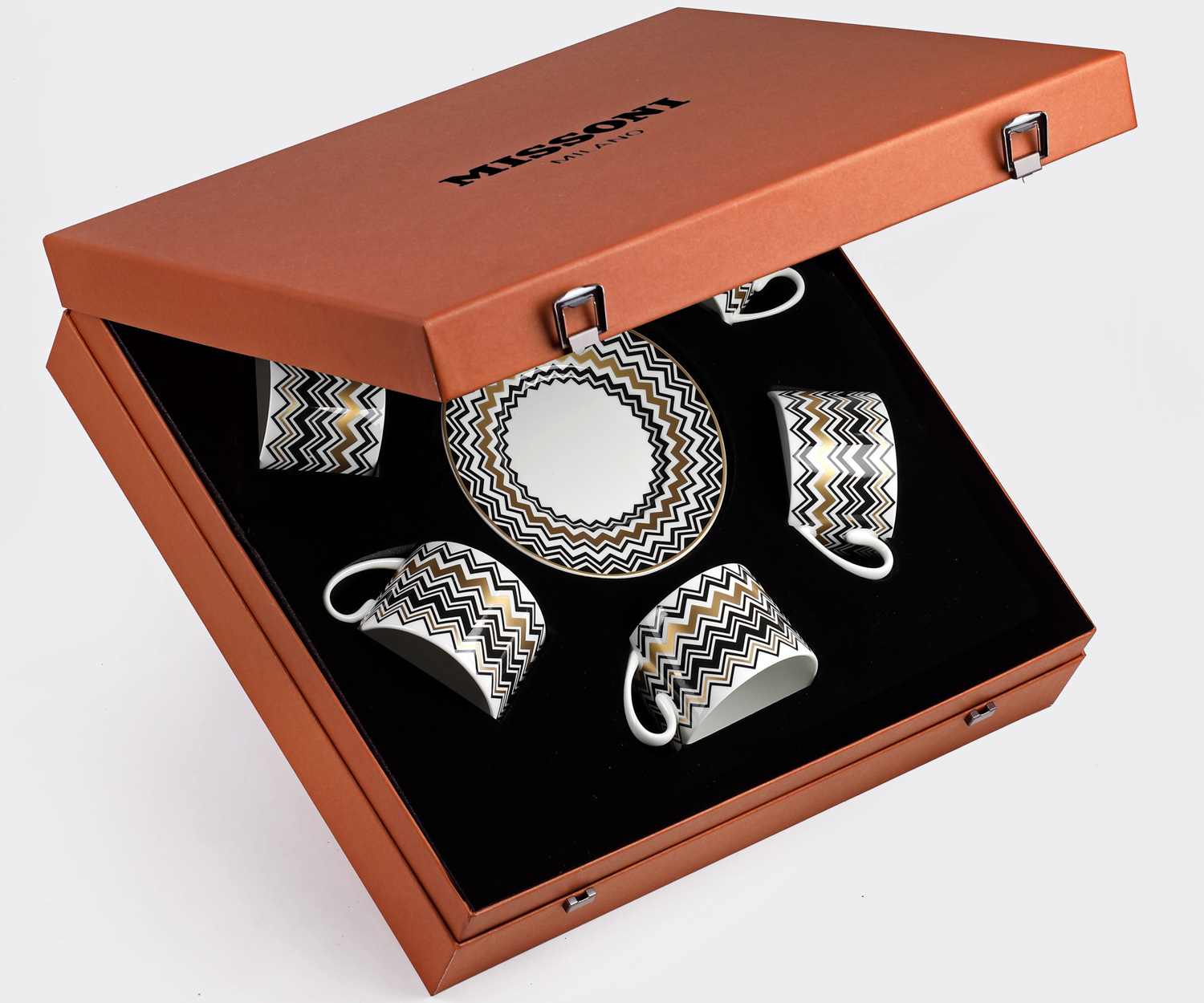 Missoni Zig Zag gold tea cups set of 6 in gift box