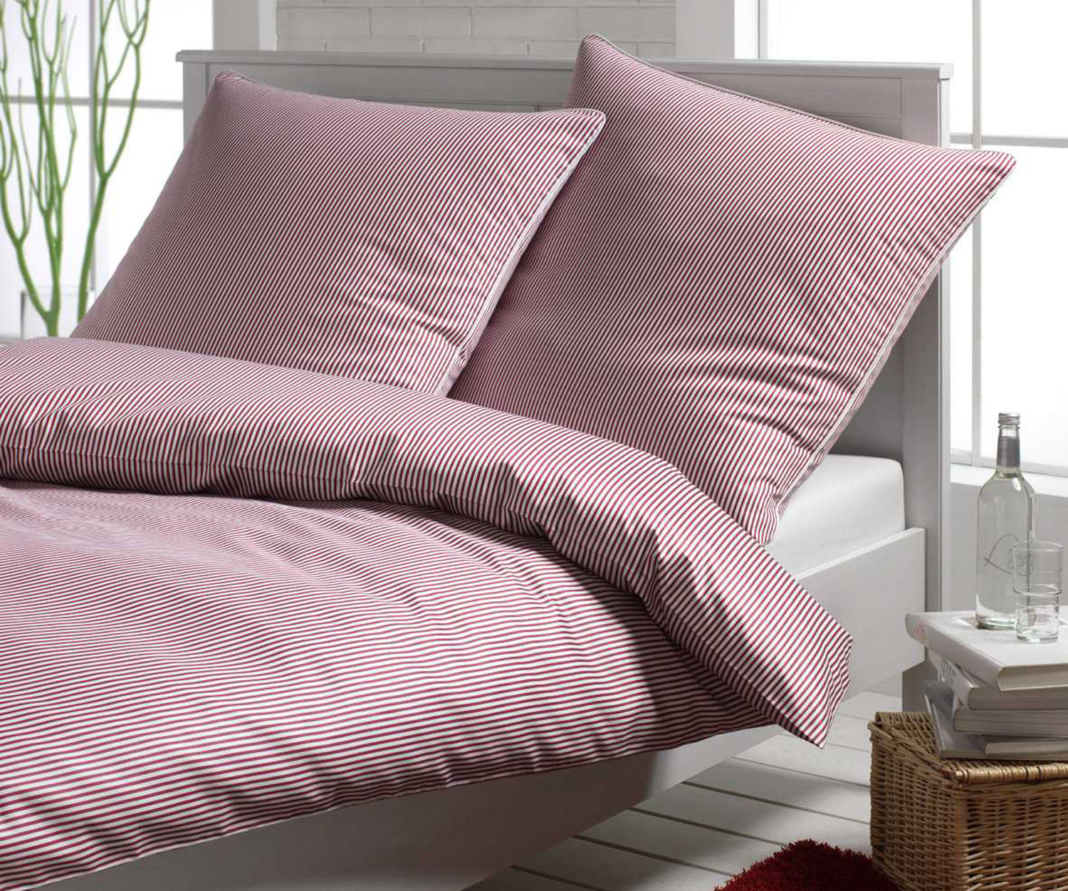 Elegante-2460-1 HAMBURGER STREIFEN ropa de cama col. burdeos