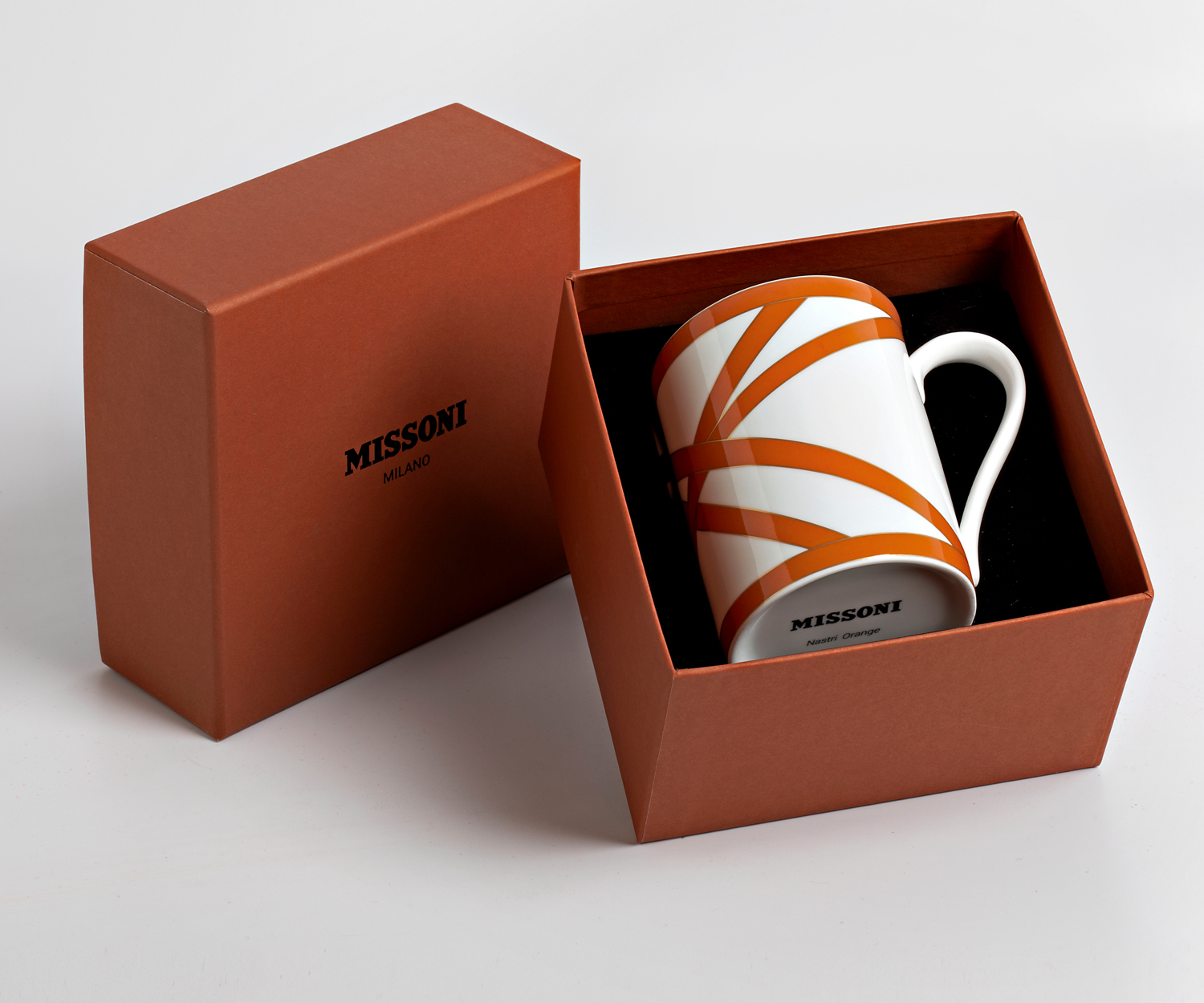 Missoni-Nastri-11 Missoni NASTRI naranja taza con asa de porcelana